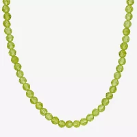 Womens Genuine Green Peridot 18K Gold Over Silver Beaded Necklace