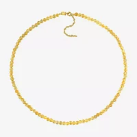 Womens Genuine Yellow Citrine 18K Gold Over Silver Beaded Necklace