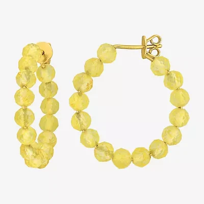 Genuine Yellow Citrine 18K Gold Over Silver 26mm Hoop Earrings