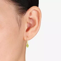 Genuine Green Peridot 18K Gold Over Silver 26mm Hoop Earrings