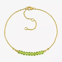 Genuine Green Peridot 18K Gold Over Silver Beaded Bracelet