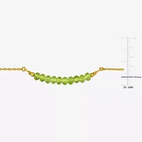 Genuine Green Peridot 18K Gold Over Silver Beaded Bracelet