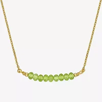 Womens Green Peridot 18K Gold Over Silver 16 1/2 Inch Beaded Necklace