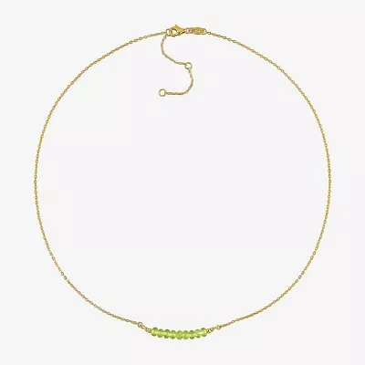 Womens Green Peridot 18K Gold Over Silver 16 1/2 Inch Beaded Necklace