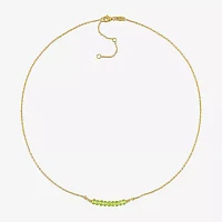 Womens Green Peridot 18K Gold Over Silver 16 1/2 Inch Beaded Necklace