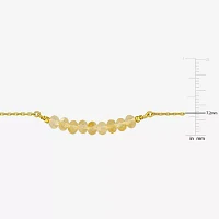 Womens Genuine Yellow Citrine 18K Gold Over Silver Beaded Necklace