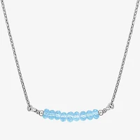 Womens Genuine Blue Topaz Sterling Silver Beaded Necklace