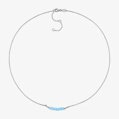 Womens Genuine Blue Topaz Sterling Silver Beaded Necklace
