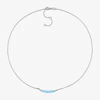 Womens Genuine Blue Topaz Sterling Silver Beaded Necklace