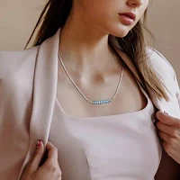 Womens Genuine Blue Topaz Sterling Silver Beaded Necklace