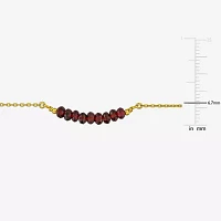 Womens Genuine Red Garnet 18K Gold Over Silver Beaded Necklace