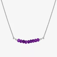 Womens Genuine Purple Amethyst Sterling Silver Beaded Necklace