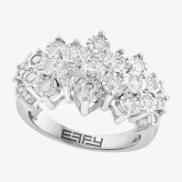 Effy  (G / Si1) Womens 1 CT. T.W. Lab Grown White Diamond Sterling Silver Cocktail Ring