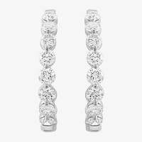 Effy  (G /Si1) 3 CT. T.W. Lab Grown White Diamond 14K White Gold 90mm Hoop Earrings