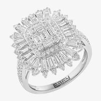 Effy  (G / Si1) Womens 1 1/2 CT. T.W. Lab Grown White Diamond 14K Gold Cushion Halo Cocktail Ring