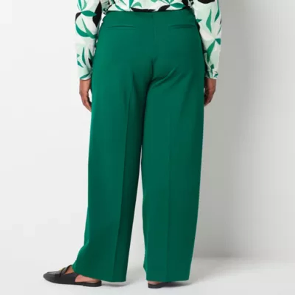Liz Claiborne-Plus Womens Mid Rise Wide Leg Pull-On Pants