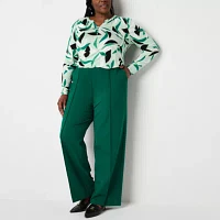 Liz Claiborne-Plus Womens Mid Rise Wide Leg Pull-On Pants