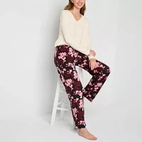 Ambrielle Womens V-Neck Long Sleeve 2-pc. Pant Pajama Set