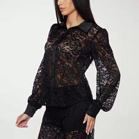 Premier Amour Lace Womens Long Sleeve Blouse