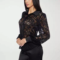 Premier Amour Lace Womens Long Sleeve Blouse