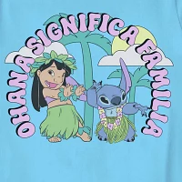 Little & Big Girls Round Neck Short Sleeve Lilo Stitch Graphic T-Shirt