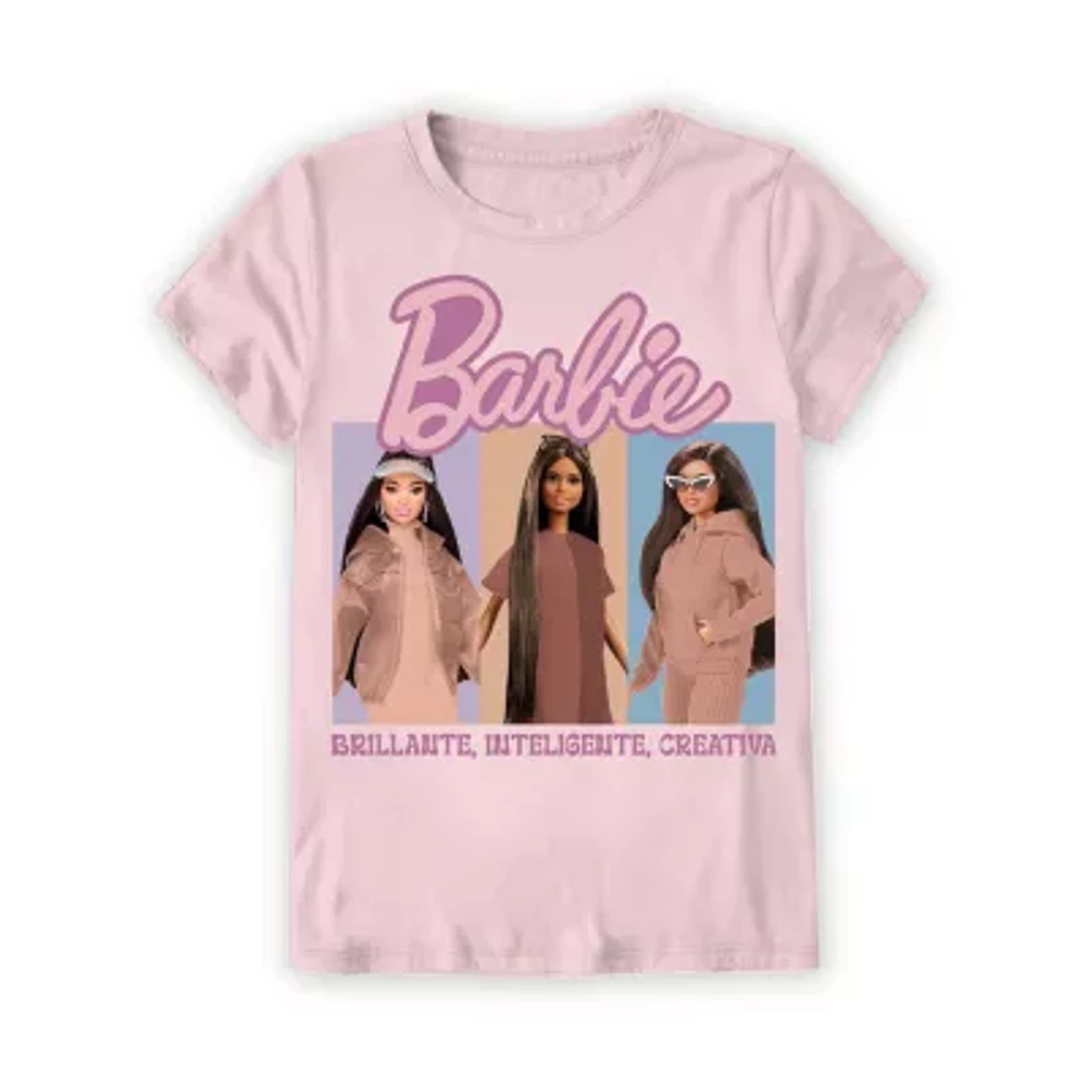 Little & Big Girls Round Neck Short Sleeve Barbie Graphic T-Shirt