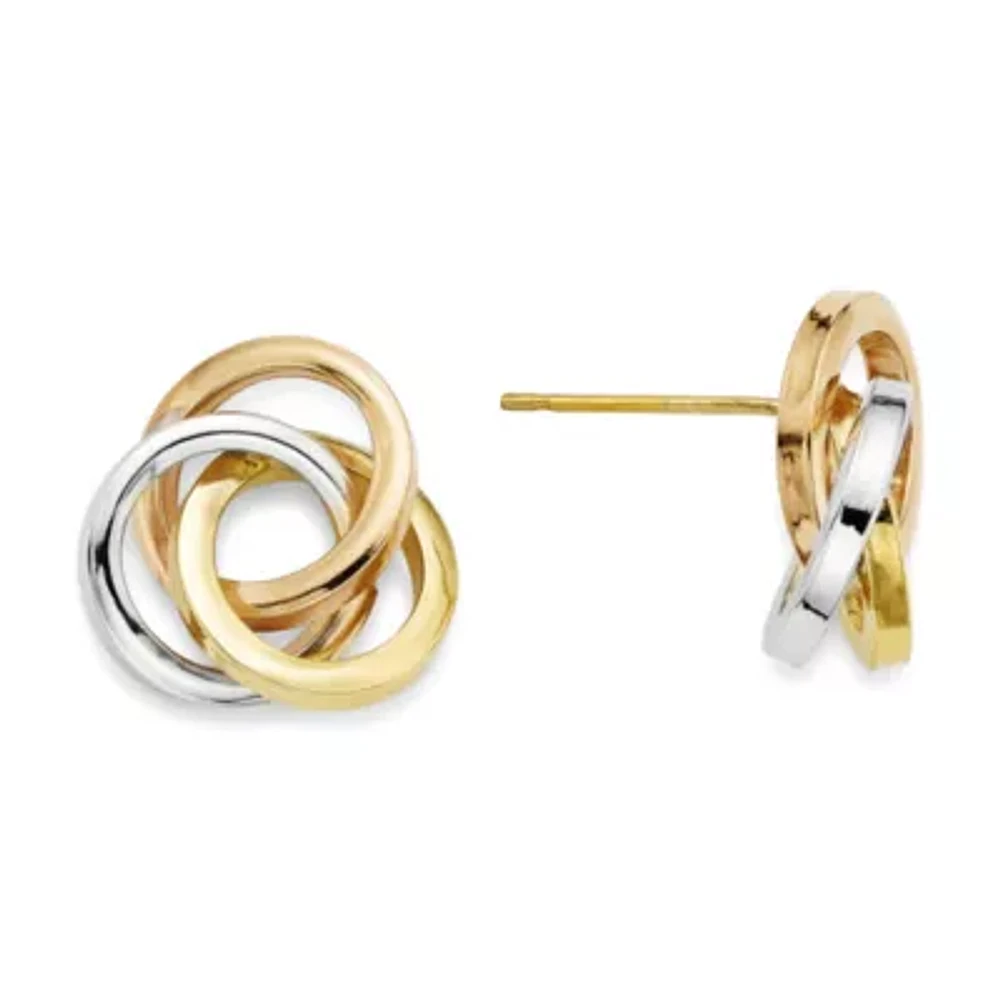 14K Tri-Color Gold Love Knot Earrings