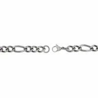 Stainless Steel 8 1/2 Inch Figaro Chain Bracelet