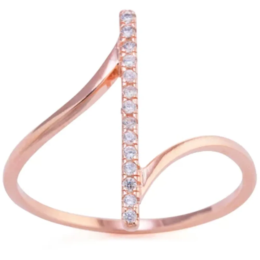 Silver Treasures Cubic Zirconia 14K Rose Gold Over Cocktail Ring