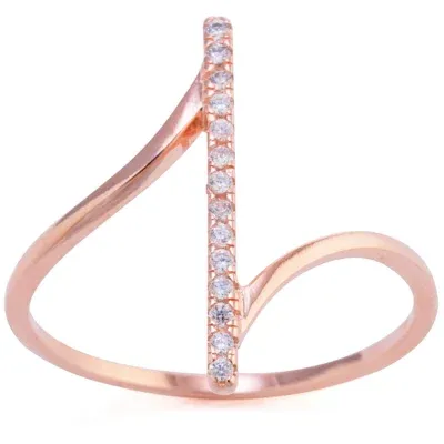 Silver Treasures Cubic Zirconia 14K Rose Gold Over Cocktail Ring