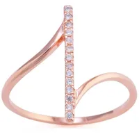 Silver Treasures Cubic Zirconia 14K Rose Gold Over Cocktail Ring