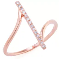 Silver Treasures Cubic Zirconia 14K Rose Gold Over Cocktail Ring