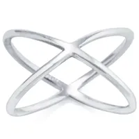 Silver Treasures Sterling Crossover Band Ring