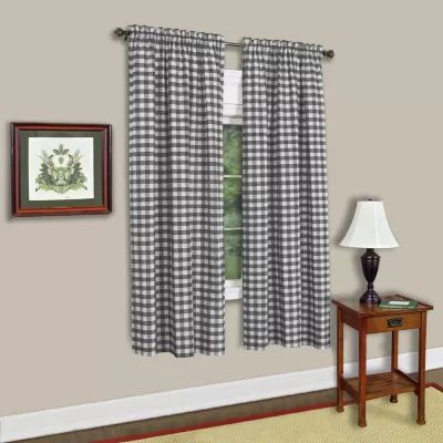 Sweet Home Collection Buffalo Check Light-Filtering Rod Pocket Single Curtain Panel