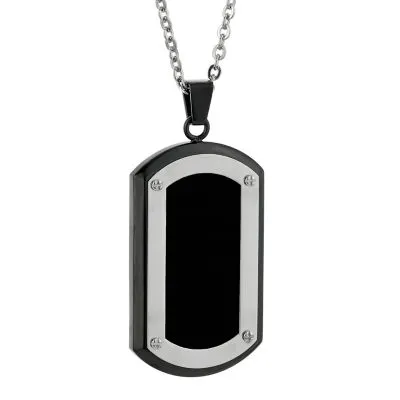 Mens Stainless Steel Dog Tag 22 Inch Pendant Necklace