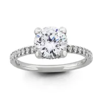 DiamonArt® Womens 3 1/2 CT. T.W White Cubic Zirconia Sterling Silver Round Halo Engagement Ring