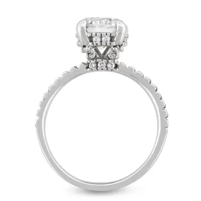 DiamonArt® Womens 3 1/2 CT. T.W White Cubic Zirconia Sterling Silver Round Halo Engagement Ring