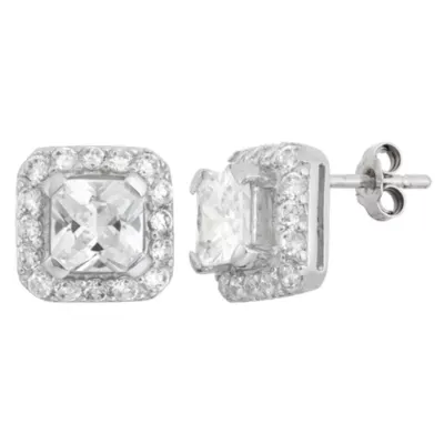 DiamonArt® 4 CT. T.W. White Cubic Zirconia Sterling Silver 10mm Square Stud Earrings