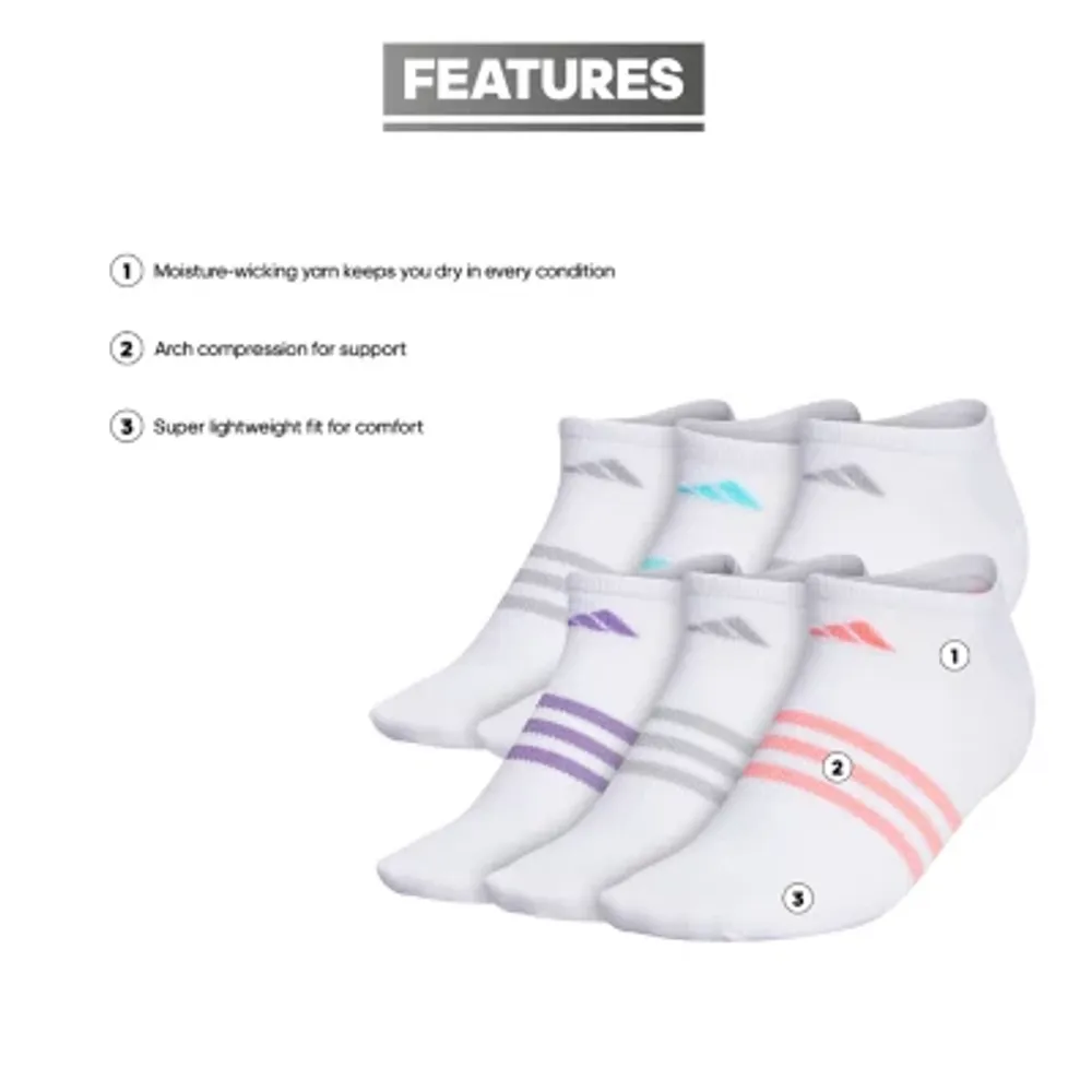 adidas 6 Pair No Show Socks Womens