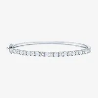 Lab Created White Opal Sterling Silver Bangle Bracelet