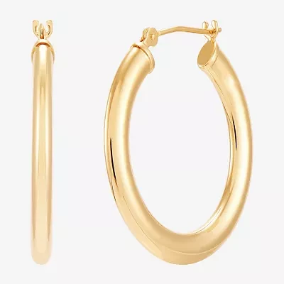 Womens 14K Gold 25mm Round Hoop Earrings