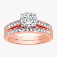 I Said Yes (H-I / I1) Womens 3/8 CT. T.W. Lab Grown White Diamond 14K Rose Gold Over Silver Sterling Round Halo Bridal Set