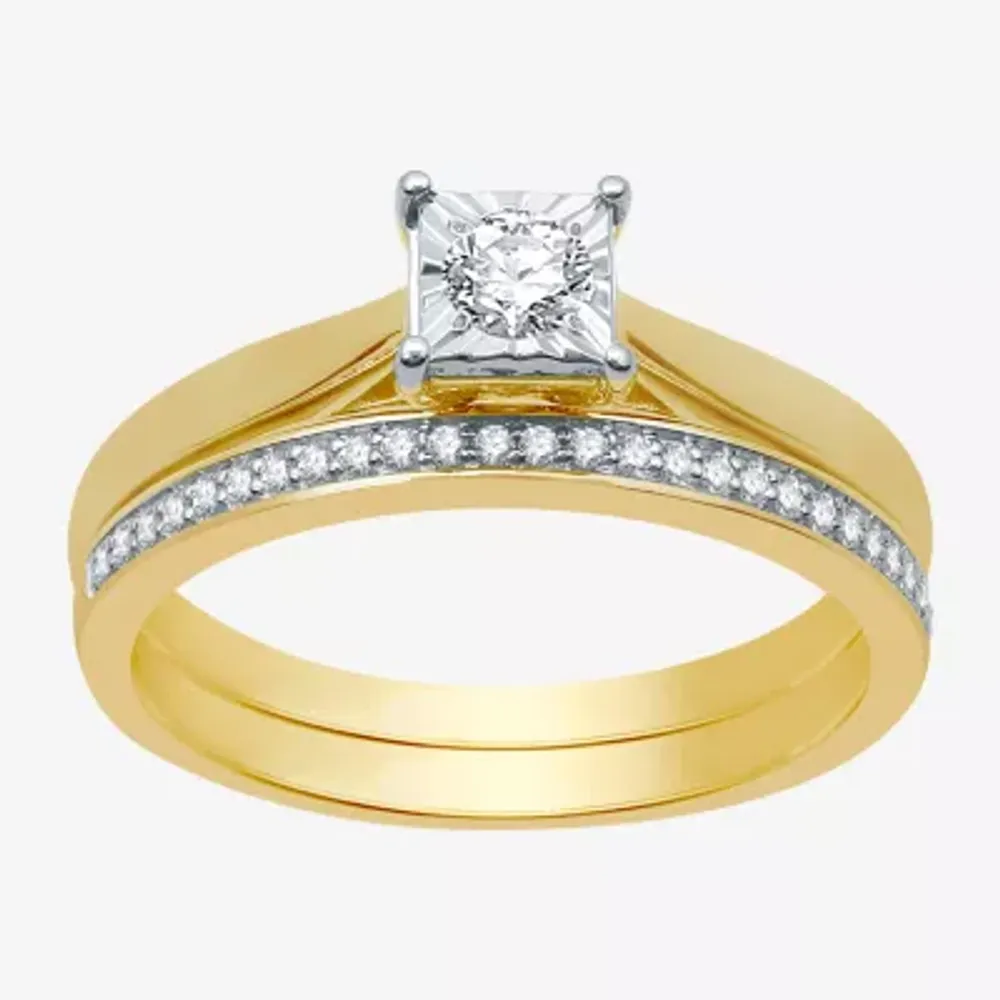 I Said Yes (H-I / I1) Womens 1/4 CT. T.W. Lab Grown White Diamond 14K Gold Over Silver Sterling Solitaire Bridal Set