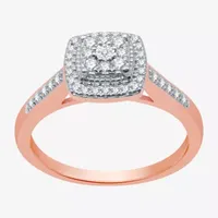 I Said Yes (H-I / I1) Womens 1/4 CT. T.W. Lab Grown White Diamond 14K Rose Gold Over Silver Sterling Halo Engagement Ring