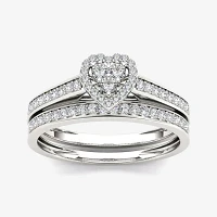 1/2 CT.T.W. Natural Diamond 10K Gold Heart-Shaped Bridal Set