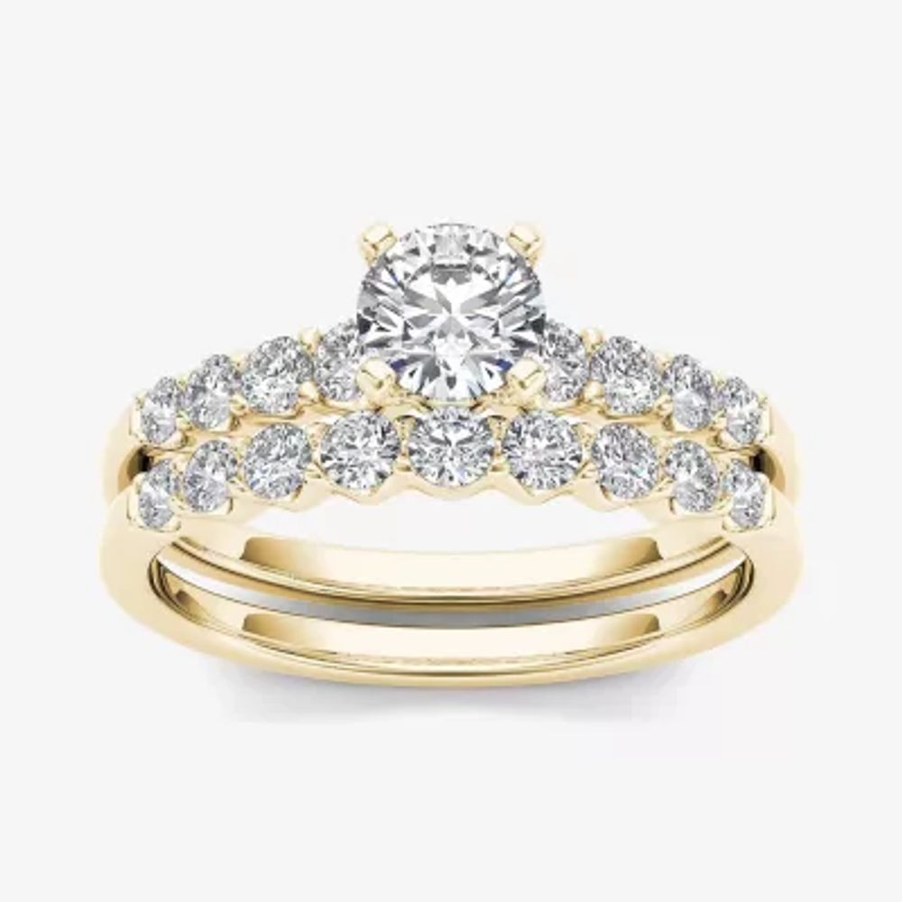 1/ CT.T.W. Natural Diamond 14K Yellow Gold Bridal Ring Set
