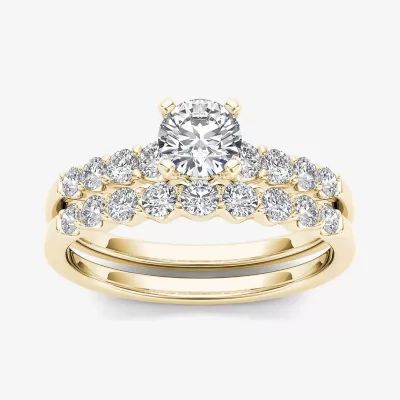 1/ CT.T.W. Natural Diamond 14K Yellow Gold Bridal Ring Set