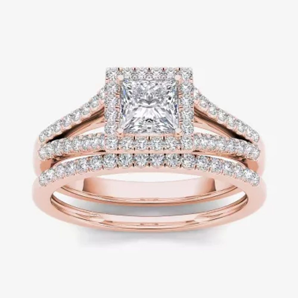 1 CT.T.W. Natural Diamond 10K Rose Gold Bridal Ring Set