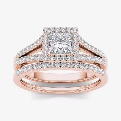 1 CT.T.W. Natural Diamond 10K Rose Gold Bridal Ring Set