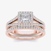 1 CT.T.W. Natural Diamond 10K Rose Gold Bridal Ring Set